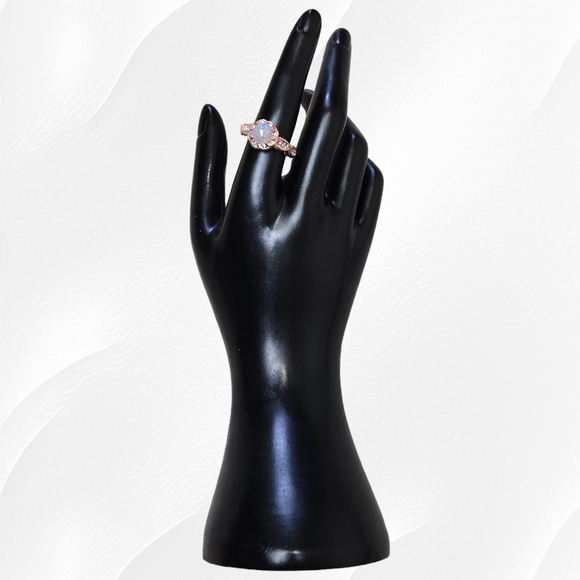 Opal Rose Golden Round Stone Twisted Band Cubic Zirconia Fashion Ring Size 8 - Picture 3 of 8